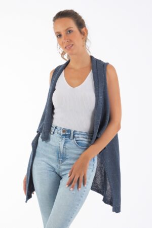 chaleco largo punto asimétrico