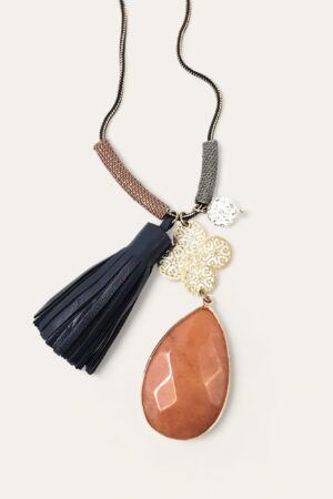 collar largo piedra ámbar mujer