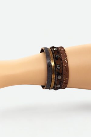 pulsera cuero marrón imán mujer